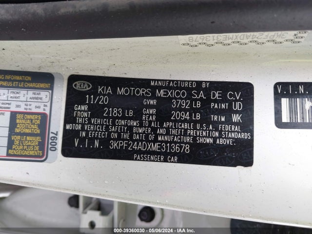 KIA FORTE FE 2021 3KPF24ADXME313678 Image 9