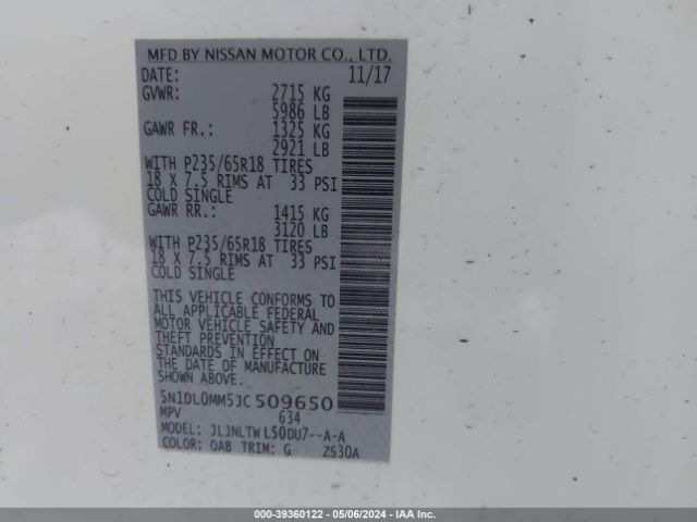 5N1DL0MM5JC509650 Infiniti QX60