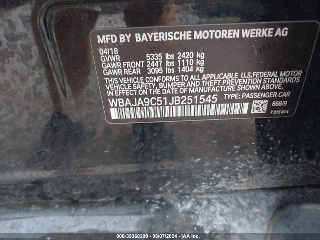 WBAJA9C51JB251545 BMW 530e Iperformance