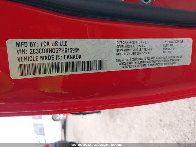 Dodge CHARGER GT 2023 2C3CDXHG5PH615956 Image 9