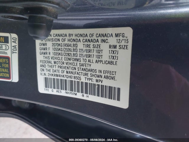 Honda CR-V SE 2016 2HKRM4H47GH618505 Image 9
