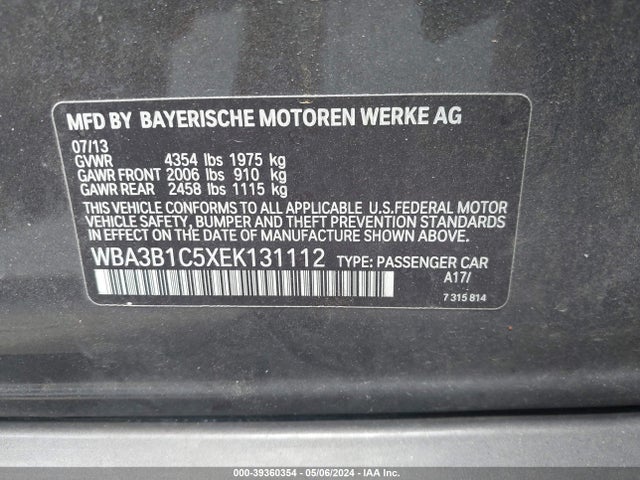 BMW 320i 2014 WBA3B1C5XEK131112 Image 9