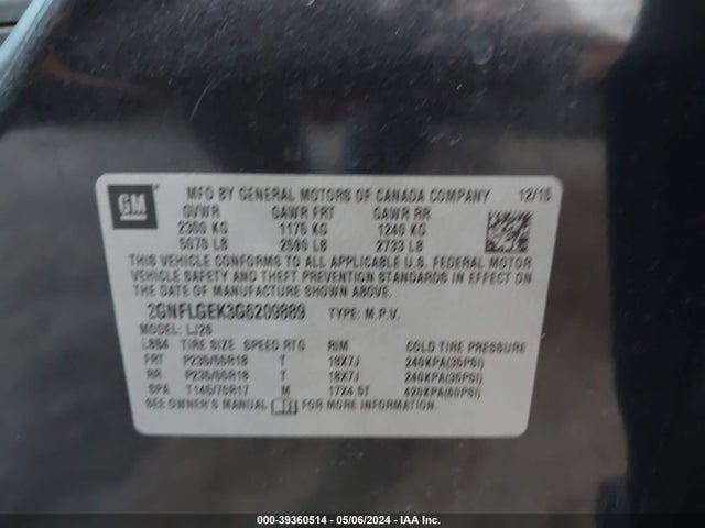 Chevrolet Equinox Ltz 2016 2GNFLGEK3G6209889 Image 9