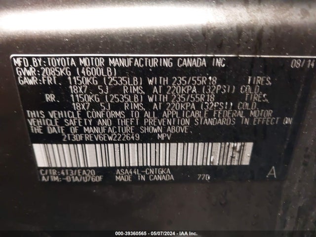 Toyota Rav4 Limited 2014 2T3DFREV6EW222649 Image 9