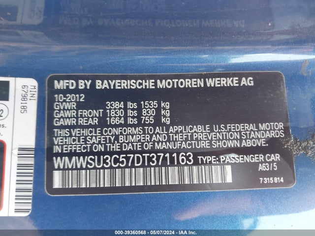 2013 MINI HARDTOP WMWSU3C57DT371163 Photo 8