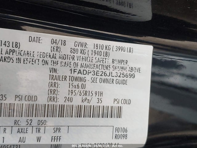 Ford FOCUS S 2018 1FADP3E26JL325699 Image 9