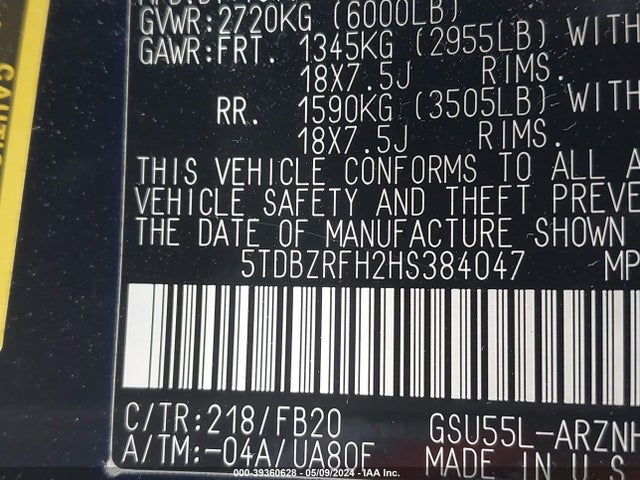 Toyota Highlander Le 2017 5TDBZRFH2HS384047 Image 17