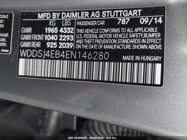Mercedes-Benz CLA 250 2014 WDDSJ4EB4EN146280 Image 9