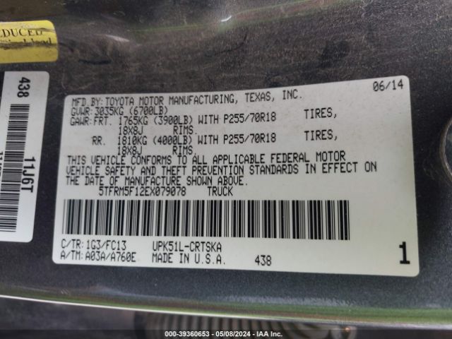 5TFRM5F12EX079078 Toyota Tundra Sr5 4.6l V8
