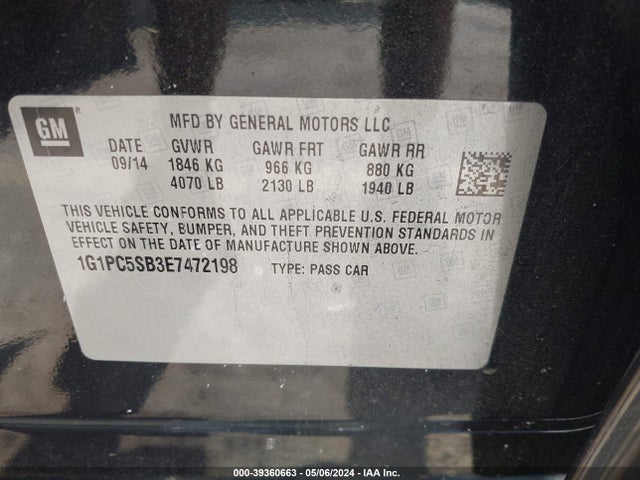 Chevrolet Cruze 1lt Auto 2014 1G1PC5SB3E7472198 Image 9