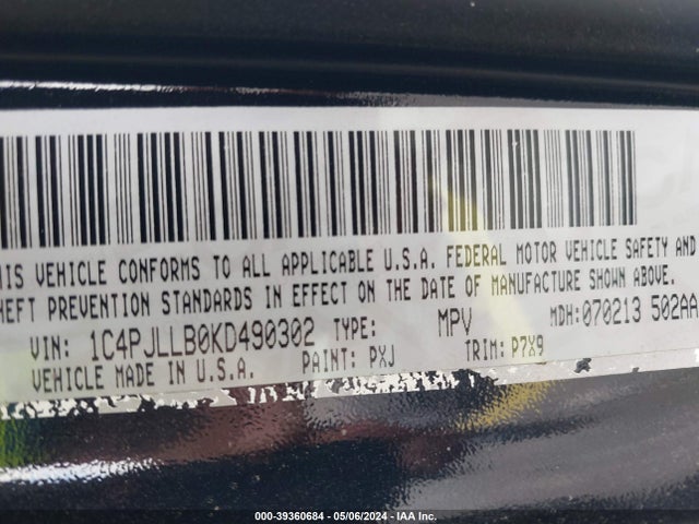 1C4PJLLB0KD490302 Jeep Cherokee Altitude Fwd