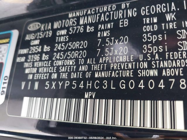 5XYP54HC3LG040478 KIA Telluride Sx
