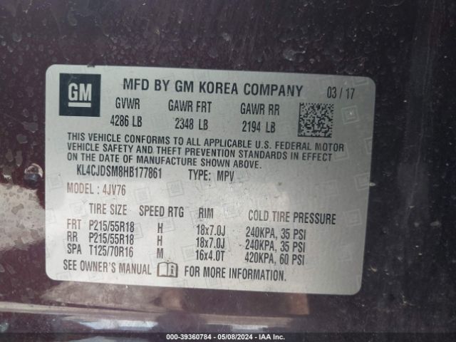 2017 BUICK ENCORE KL4CJDSM8HB177861 Photo 8