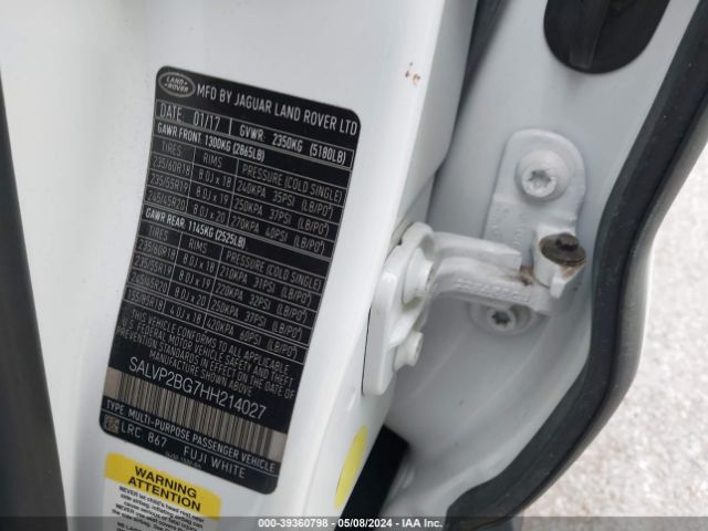 SALVP2BG7HH214027 Land Rover Range Rover Evoque Se/se Premium
