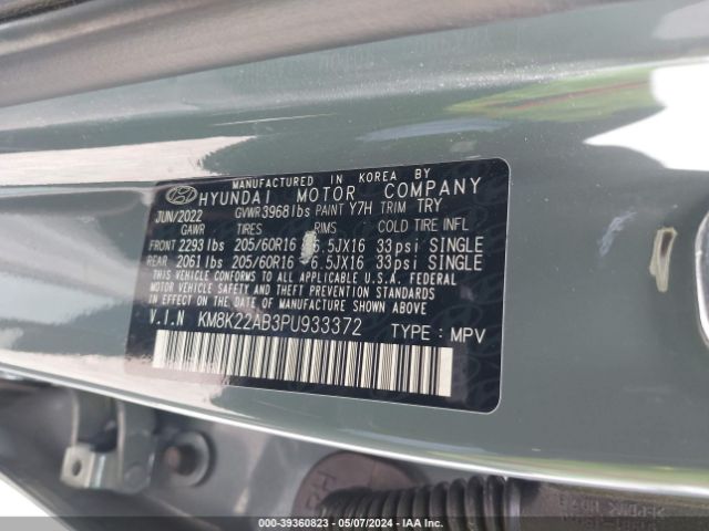 KM8K22AB3PU933372 Hyundai Kona Se