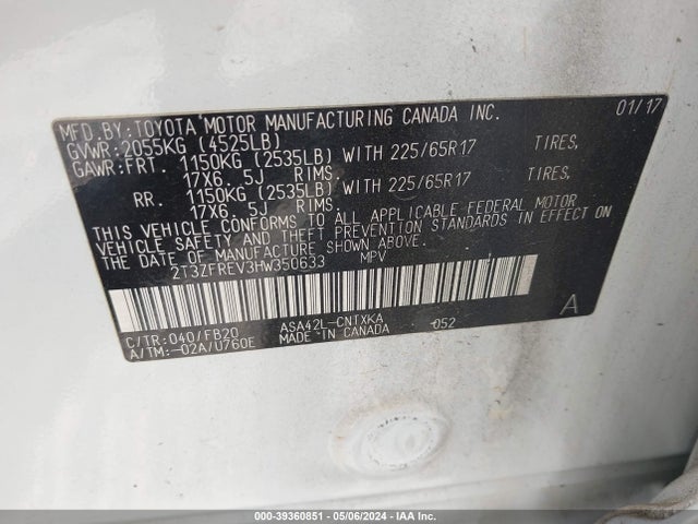 Toyota RAV4 LE 2017 2T3ZFREV3HW350633 Image 9