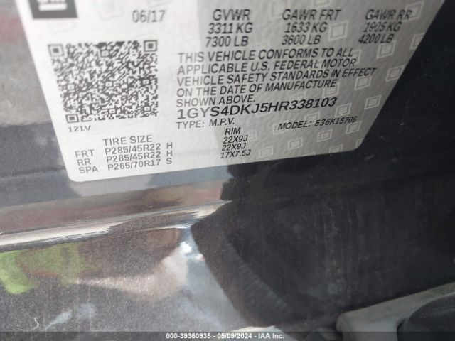 1GYS4DKJ5HR338103 Cadillac Escalade Platinum