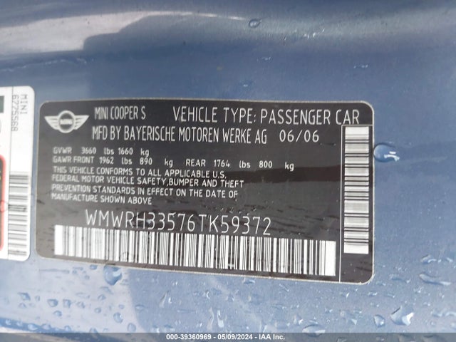 2006 MINI COOPER S WMWRH33576TK59372 Photo 8