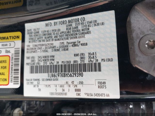 1LN6L9TK8H5629390 Lincoln Continental Select