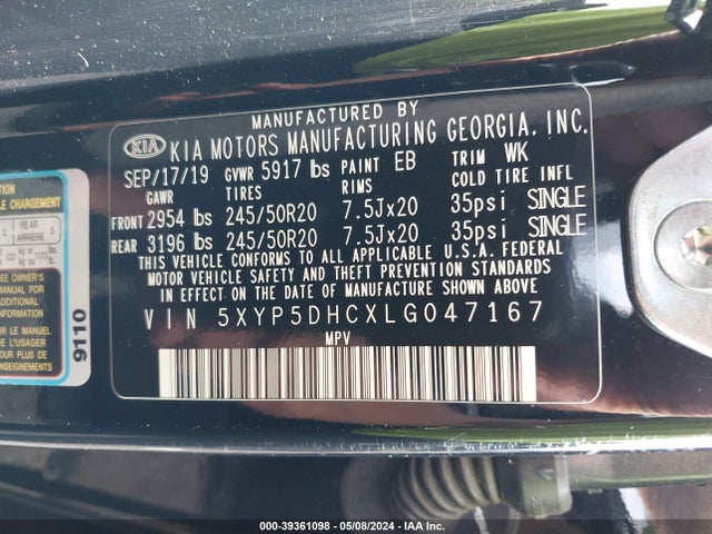 KIA Telluride Sx 2020 5XYP5DHCXLG047167 Image 9