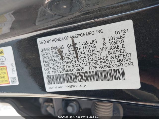 19UUB5F48MA010229 Acura Tlx Technology Package