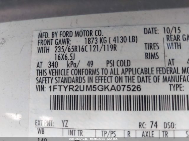 1FTYR2UM5GKA07526 Ford Transit-250