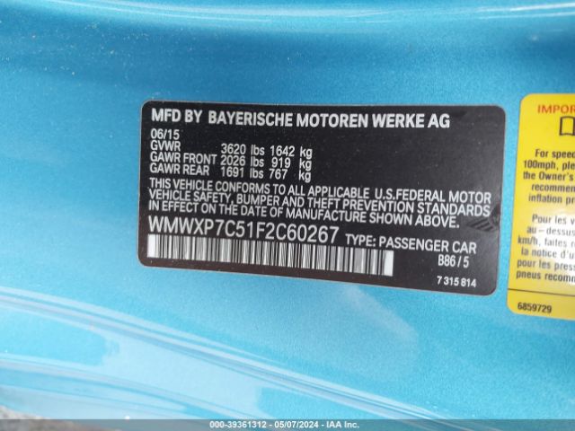 WMWXP7C51F2C60267 Mini Hardtop Cooper S