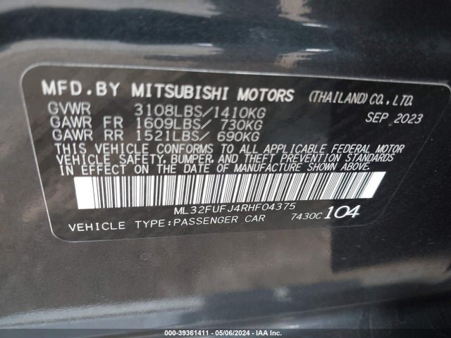 ML32FUFJ4RHF04375 Mitsubishi Mirage G4 Es