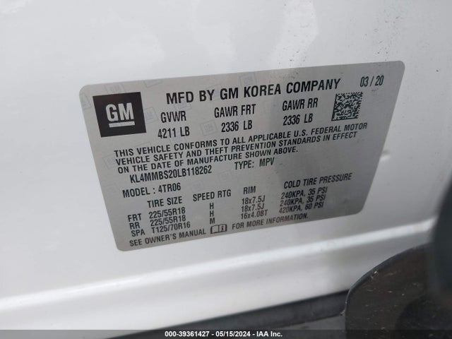 KL4MMBS20LB118262 Buick Encore Gx Fwd Preferred