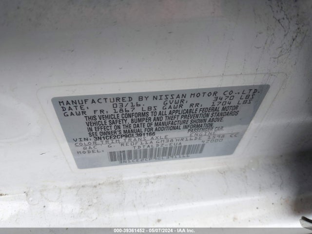 Nissan Versa Note Sv 2016 3N1CE2CP9GL391166 Image 9