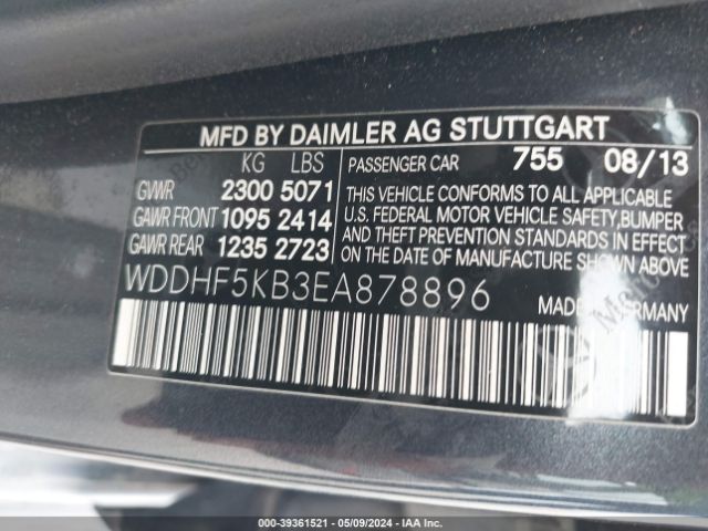 WDDHF5KB3EA878896 Mercedes-Benz E 350