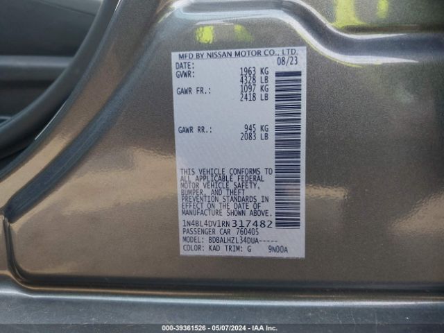 1N4BL4DV1RN317482 Nissan Altima Sv Fwd