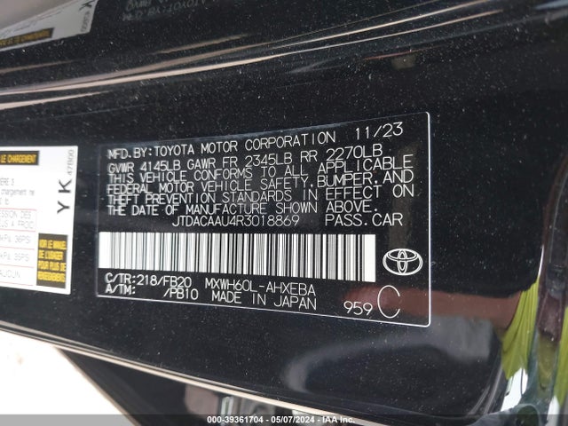 Toyota Prius Le 2024 JTDACAAU4R3018869 Image 9