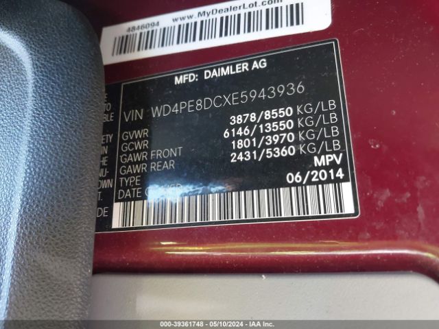 WD4PE8DCXE5943936 Mercedes-Benz Sprinter 2500 High  Roof