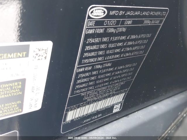 SALWZ2RE0LA721257 Land Rover Range Rover Sport Svr