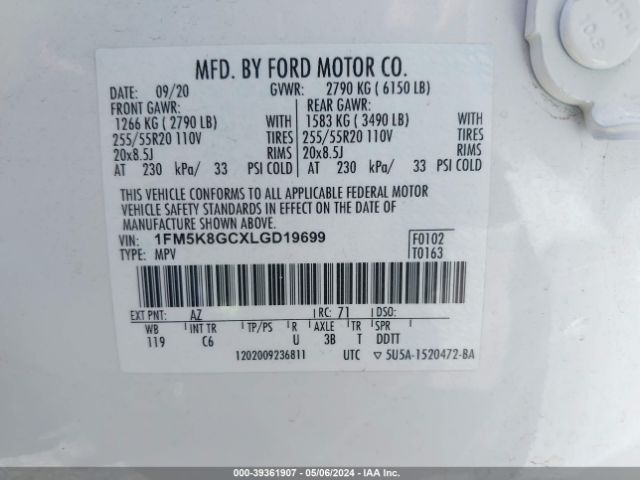 1FM5K8GCXLGD19699 Ford Explorer St