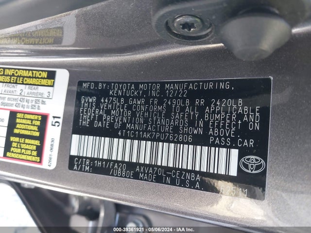 Toyota CAMRY LE 2023 4T1C11AK7PU762806 Image 9