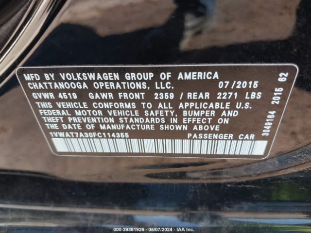 1VWAT7A30FC114355 Volkswagen Passat 1.8t Limited Edition
