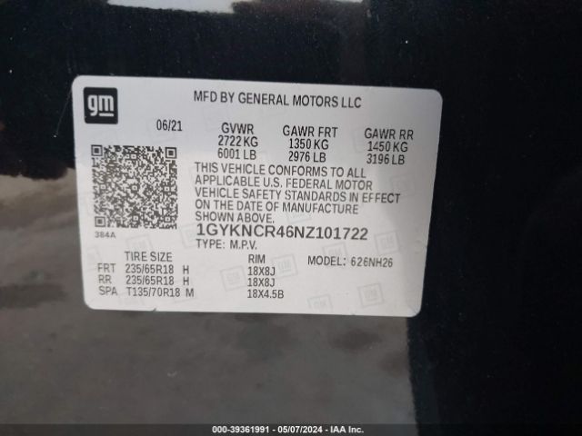 1GYKNCR46NZ101722 Cadillac Xt5 Fwd Premium Luxury