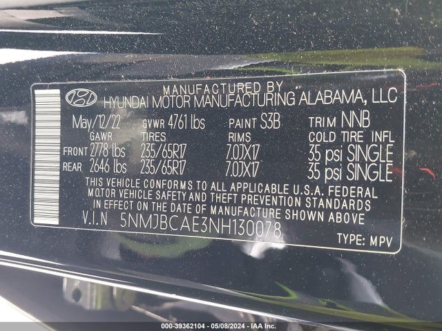 Hyundai TUCSON SEL 2022 5NMJBCAE3NH130078 Image 9