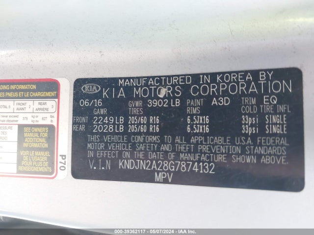 KIA Soul 2016 KNDJN2A28G7874132 Image 9