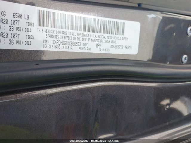 1C4RDHDG1KC806593 Dodge Durango Gt Rwd