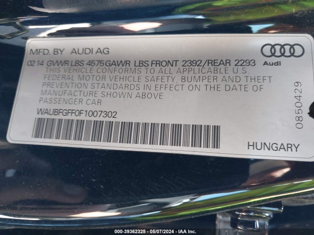 WAUBFGFF0F1007302 Audi A3 2.0t Premium