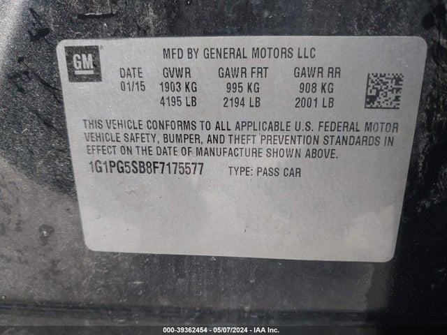 Chevrolet CRUZE LTZ 2015 1G1PG5SB8F7175577 Image 9