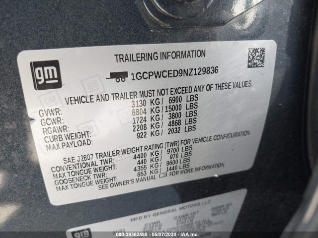 Chevrolet Silverado 1500 Ltd 2wd  Short Bed Lt 2022 1GCPWCED9NZ129836 Image 9