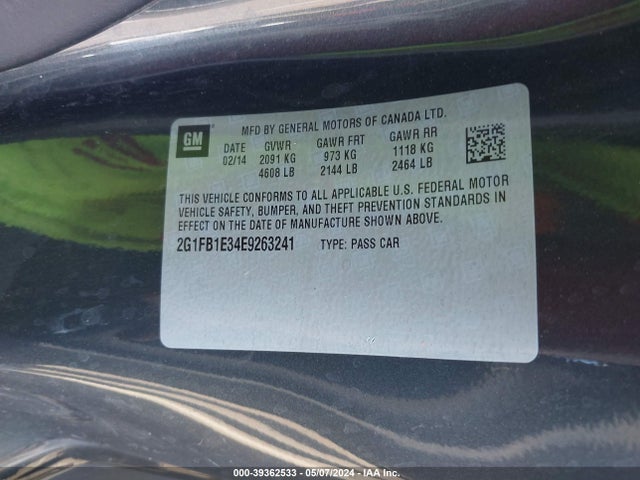 Chevrolet Camaro 1lt 2014 2G1FB1E34E9263241 Image 9