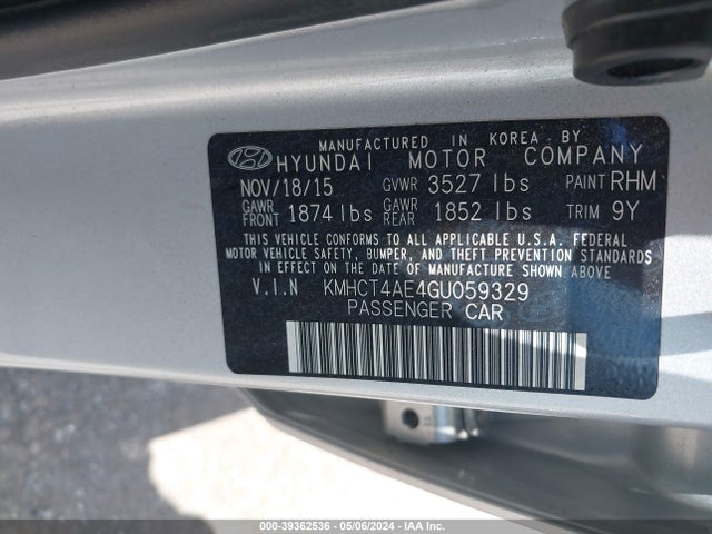 Hyundai ACCENT SE 2016 KMHCT4AE4GU059329 Image 9