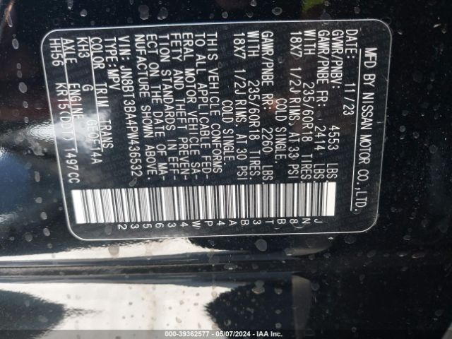 JN8BT3BA4PW436532 Nissan Rogue Sv Fwd