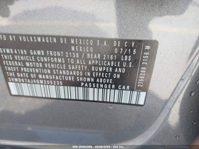 3VWD67AJ4GM205230 Volkswagen Jetta 1.4t Se