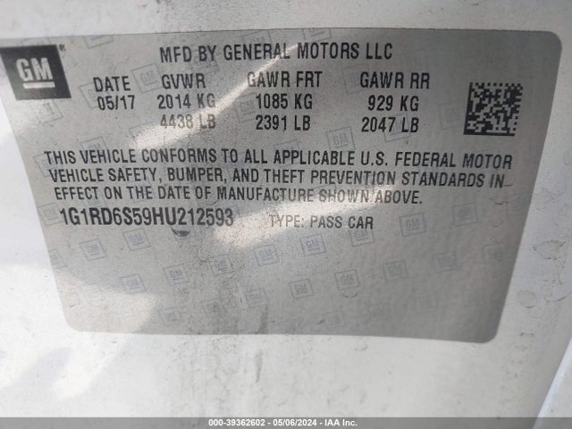 Chevrolet Volt Premier 2017 1G1RD6S59HU212593 Image 9